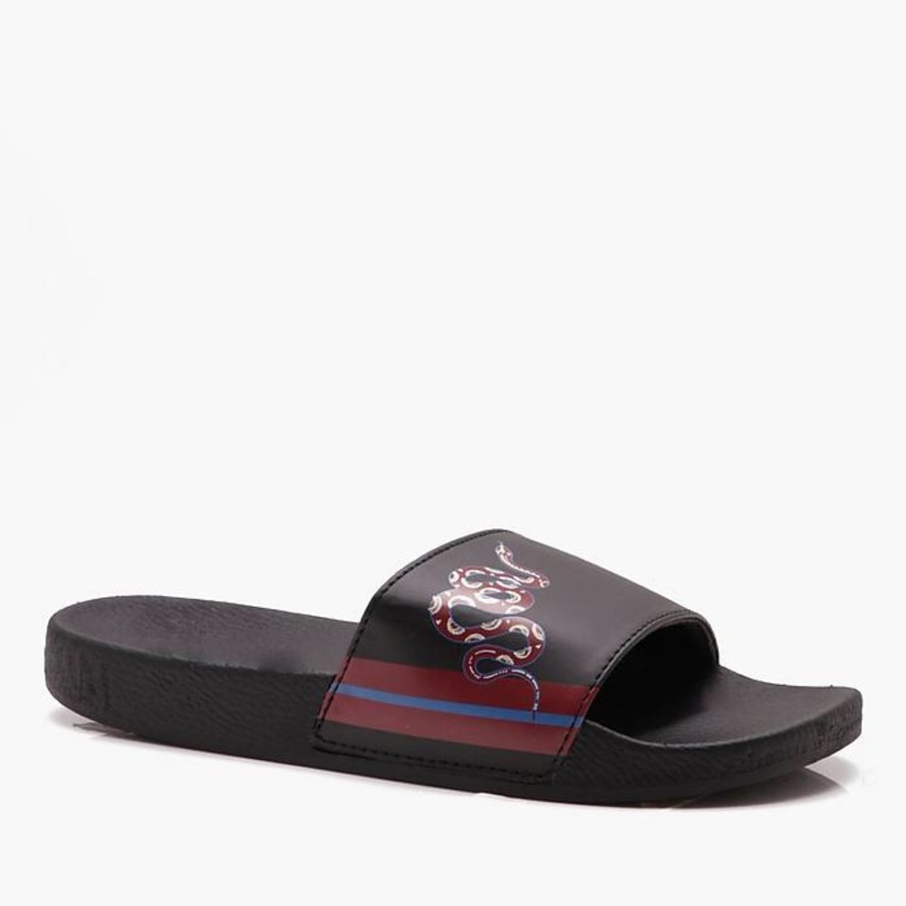 BoohooMAN Snake Print Pool Slider
